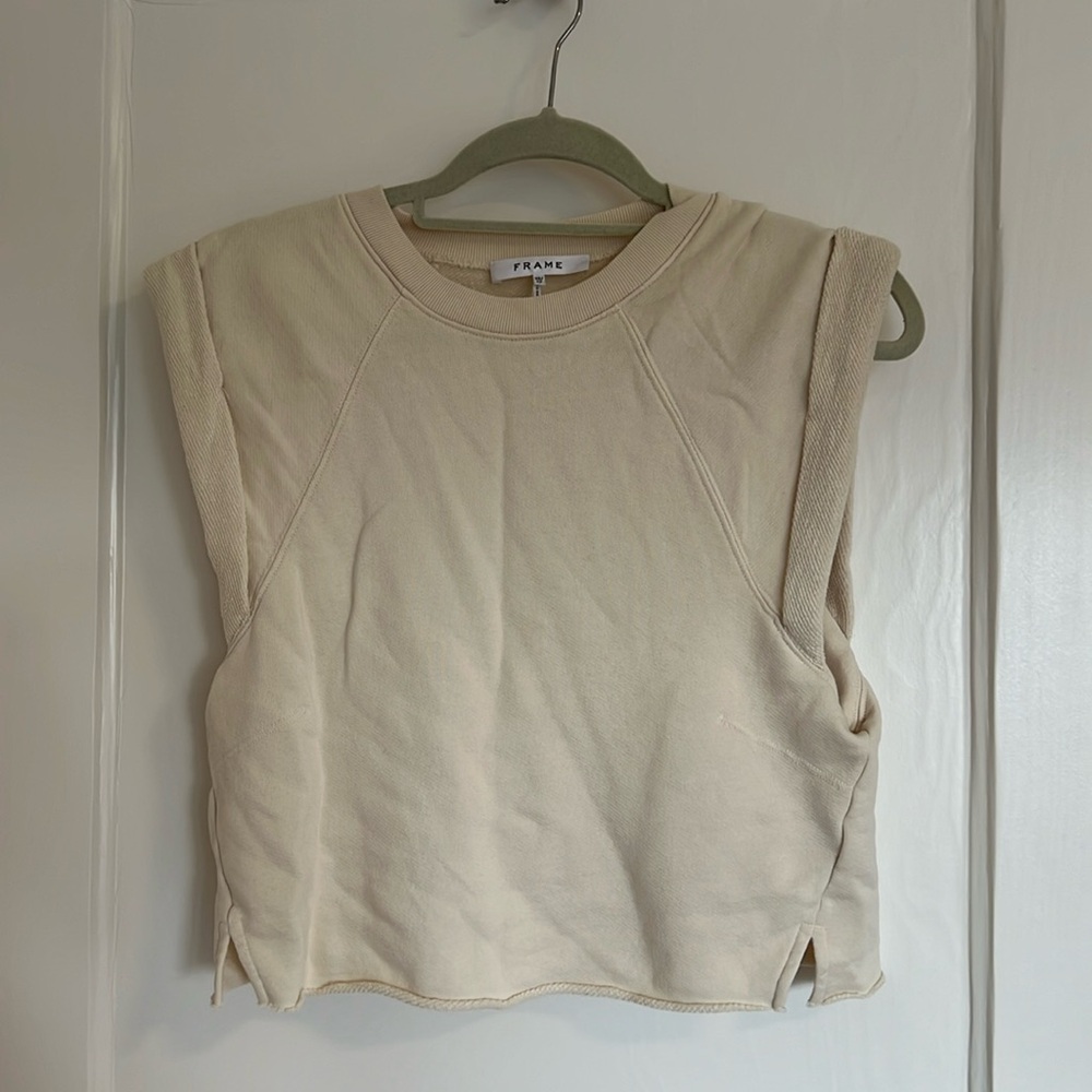 Frame Cropped Sleeveless Sweatshirt